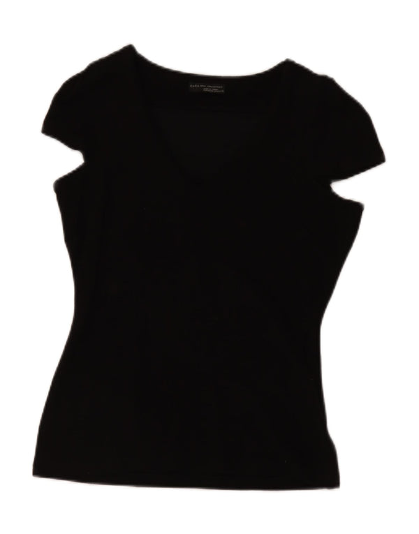 ZARA Blusa Mujer Top UK 42 Medium Viscosa Negra