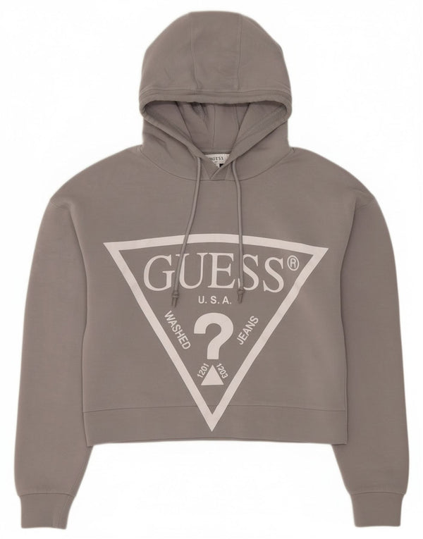 Guess Jersey con capucha y gráfico de corte extragrande para mujer UK 6 XS Gris