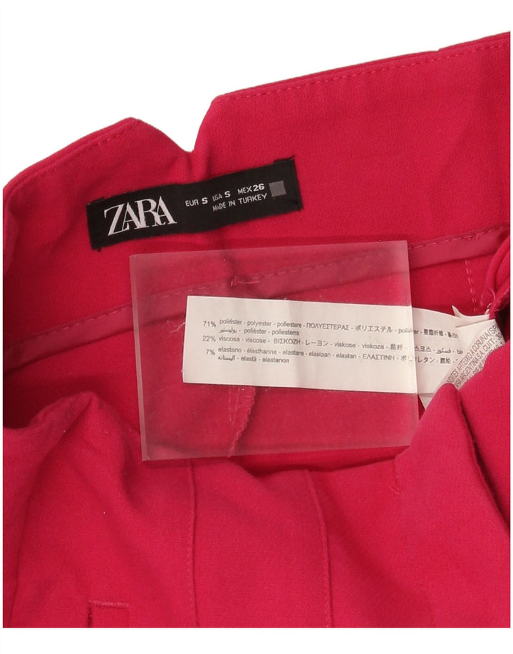 Zara Mujer Pantalón De Traje Cónico Pequeño W26 L26 Poliéster Rosa
