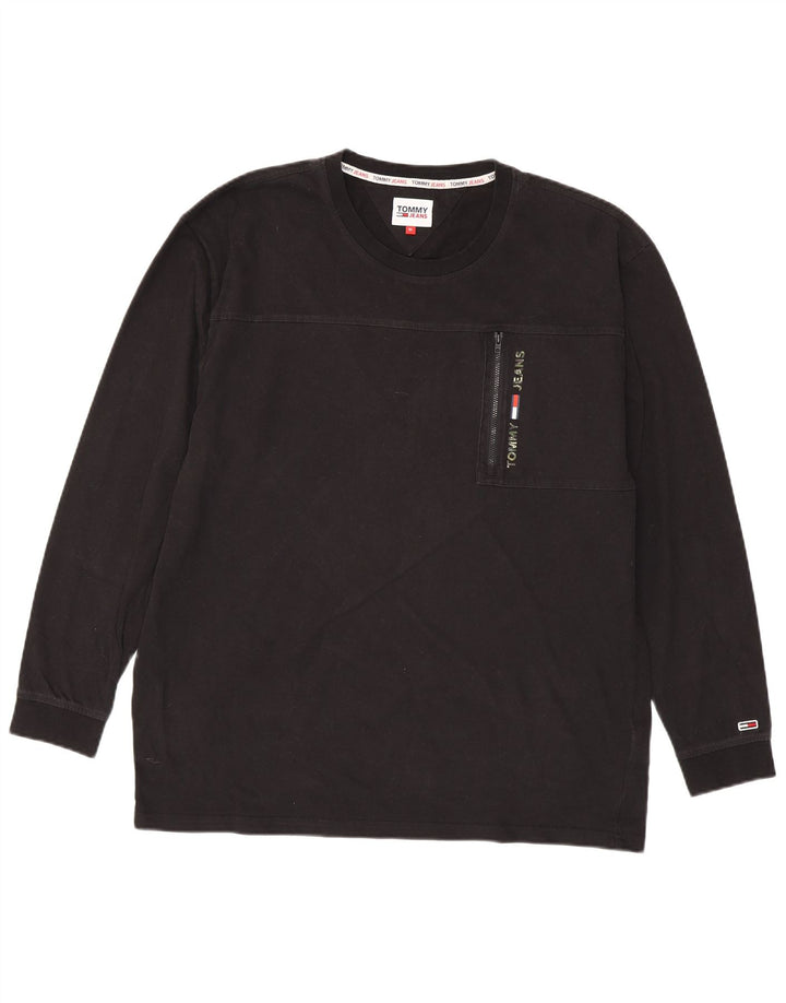 TOMMY HILFIGER Top gráfico para hombre manga larga XL Algodón negro