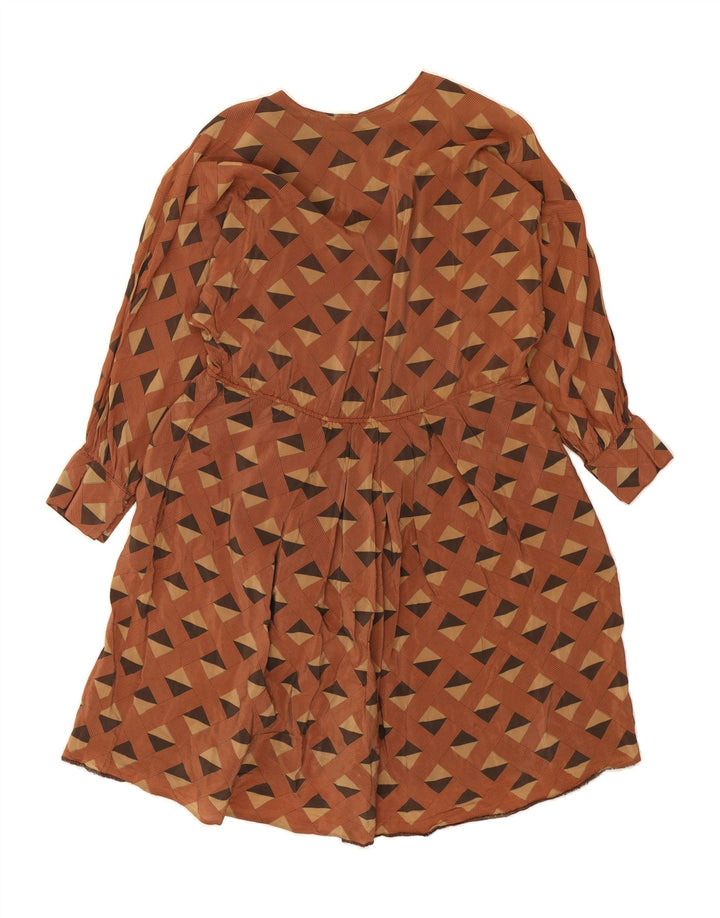 VINTAGE Womens Long Sleeve A-Line Dress IT 44 Medium Brown Geometric Vintage Vintage and Second-Hand Vintage from Messina Hembry 