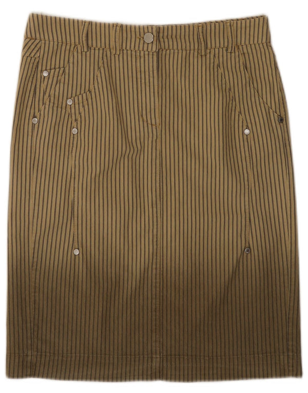 Falda Mujer Les Copains Recta IT 42 Medium W30 Algodón Rayas Beige