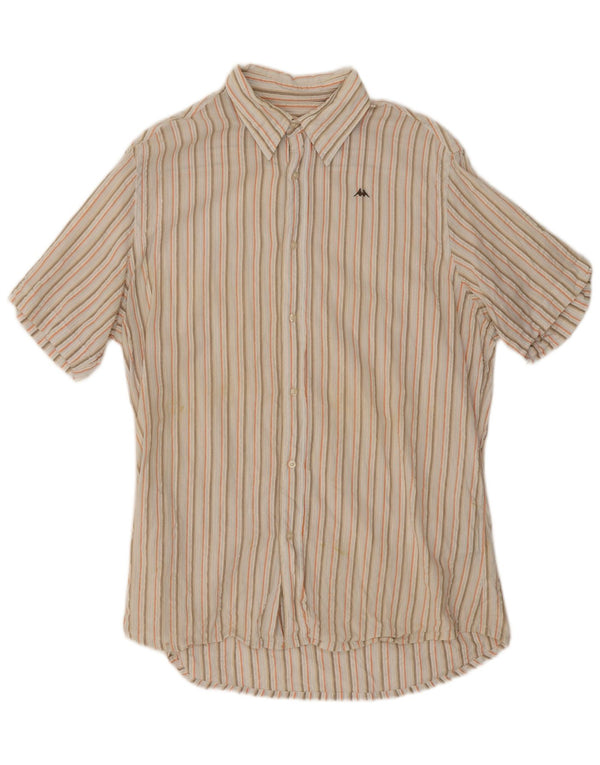 Kappa Hombre Camisa Manga Corta XL Algodón Rayas Blanco