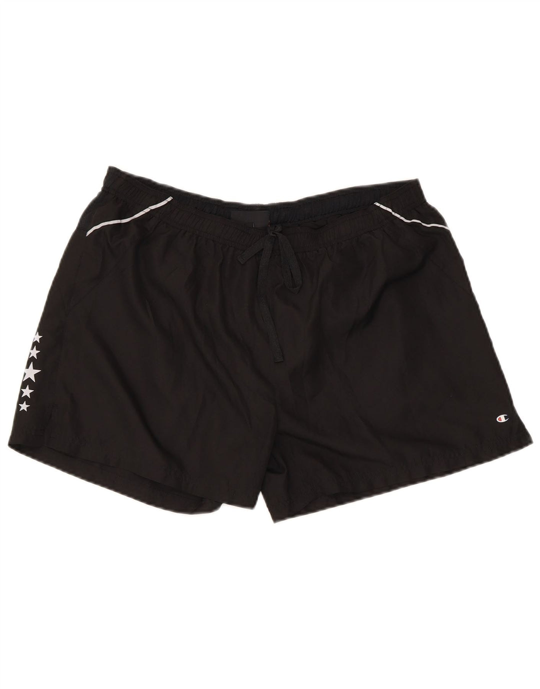 Champion Pantalones Cortos Deportivos Regulares Gráficos para Mujer UK 44 Grande Poliéster Negro