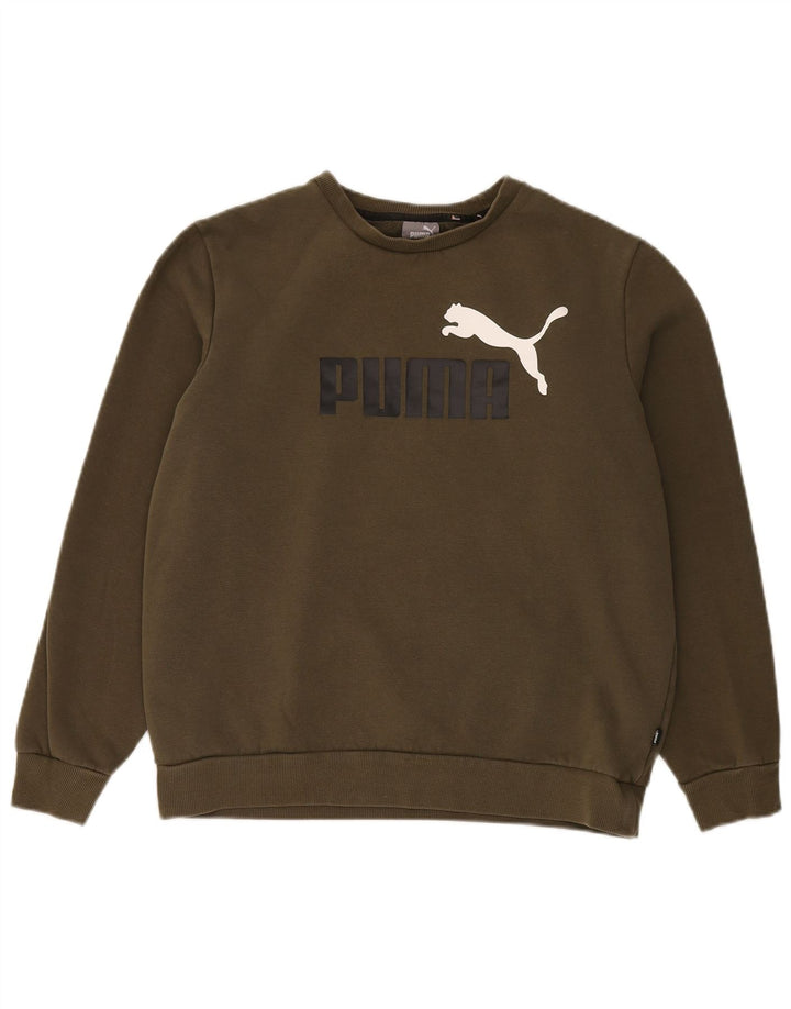 PUMA Sudadera con gráfico para hombre Jumper Large Khaki Cotton