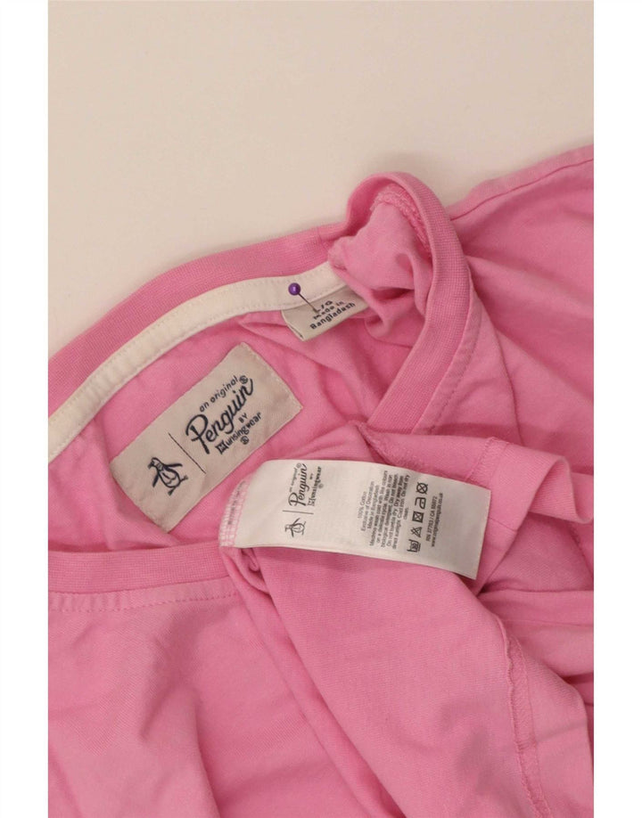 Penguin - Camiseta para hombre, talla grande, color rosa, algodón