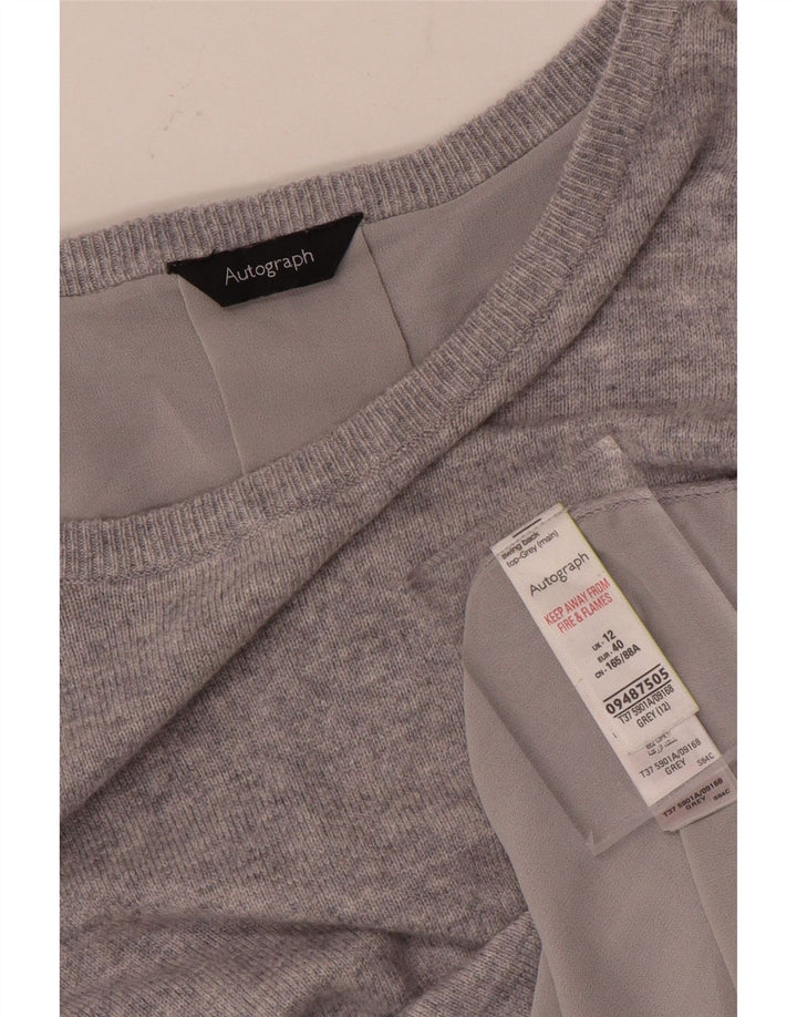MARKS & SPENCER Suéter tipo jersey con cuello barco para mujer UK 40 Gris medio