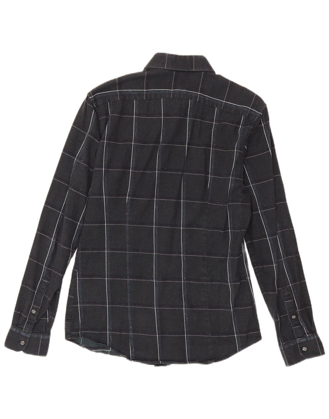 Camisa de franela de corte slim de algodón a cuadros en negro mediano Reiss Hombre