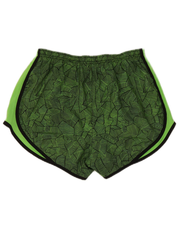 Nike Pantalones cortos deportivos Dri Fit para mujer UK 40 Poliéster geométrico verde medio