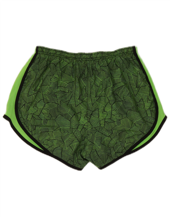Nike Pantalones cortos deportivos Dri Fit para mujer UK 40 Poliéster geométrico verde medio