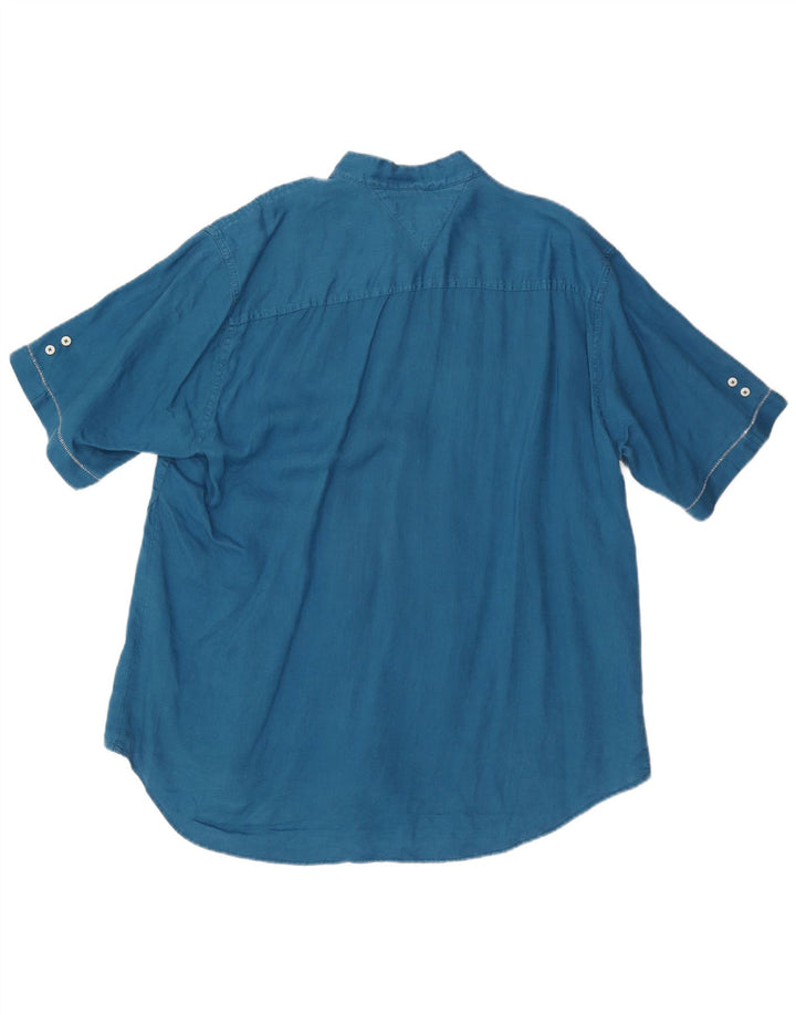 TOMMY HILFIGER Camisa de manga corta Custom Fit para hombre XL Azul