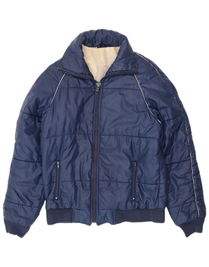 VINTAGE Chaqueta cortavientos para hombre Reino Unido 38 Poliéster azul marino medio