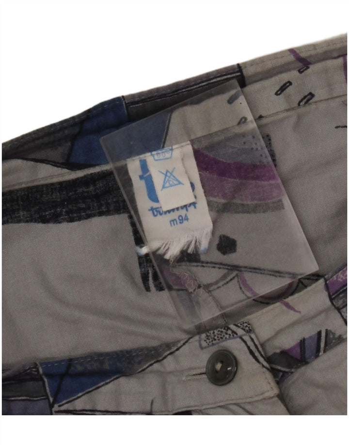 VINTAGE Mujer cintura alta A-Line Falda W32 Grande Gris Geométrico