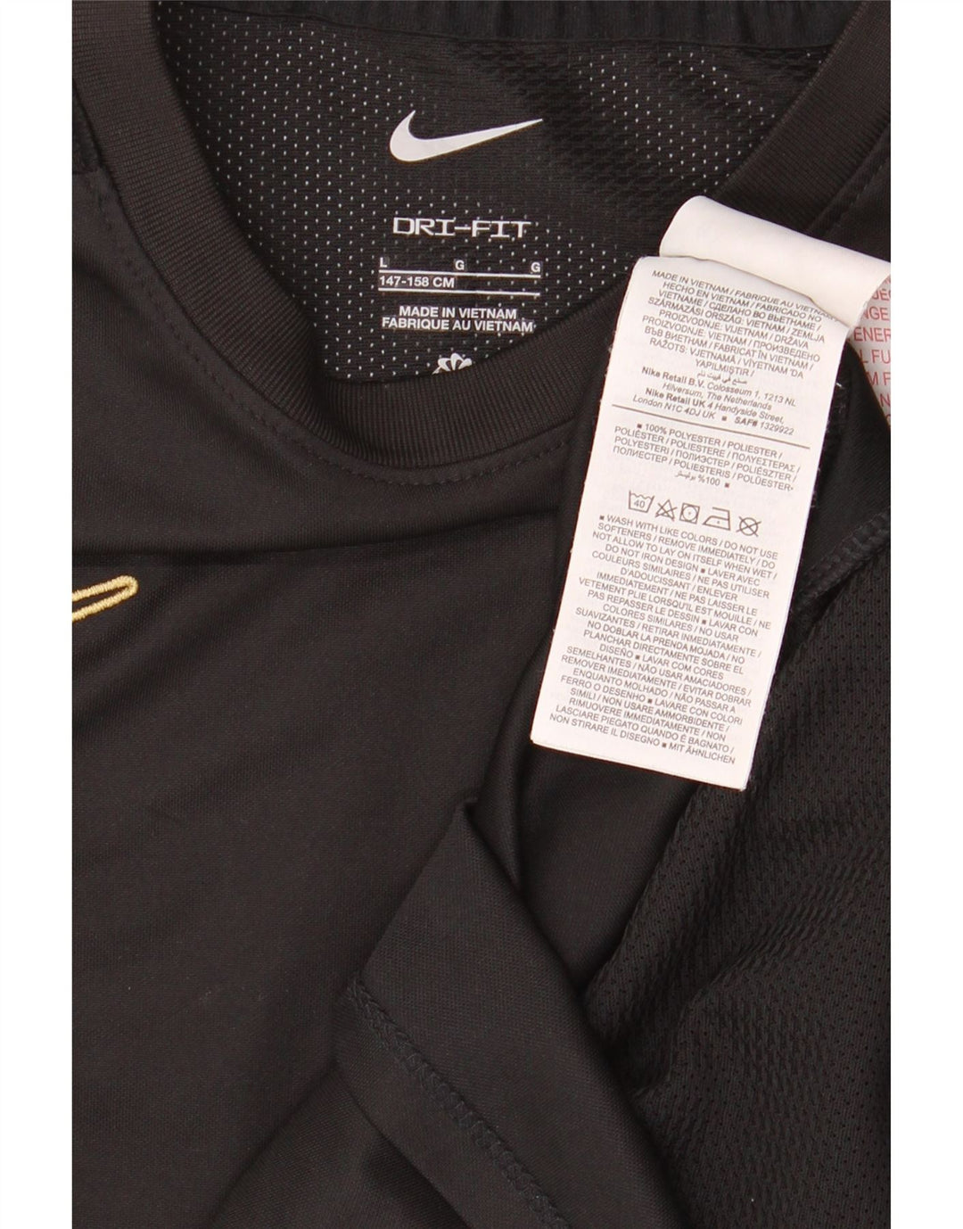 NIKE Camiseta Dri Fit para niños 12-13 años Grande Poliéster Negro