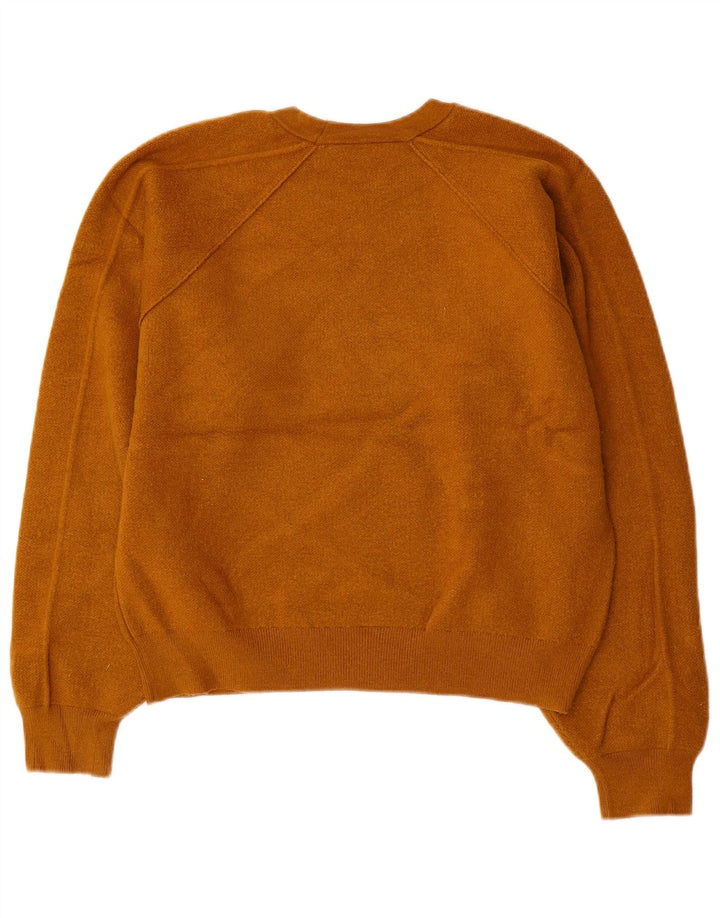 ZARA Mujer Crop Oversize Cuello Redondo Jersey Jersey UK 10 Small Marrón