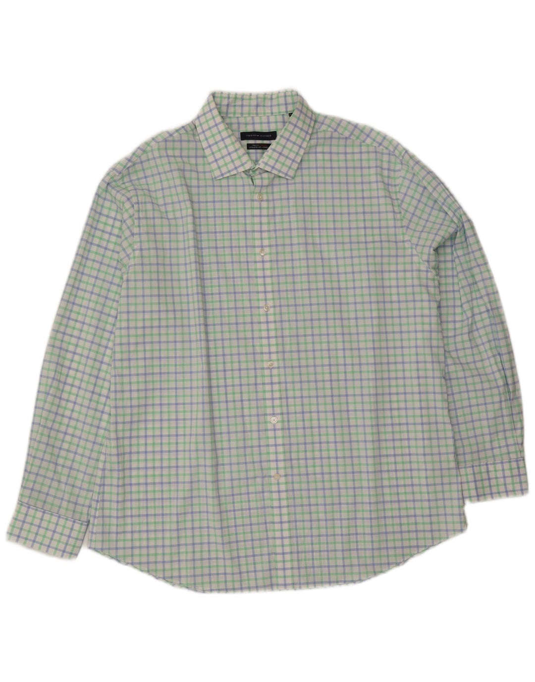 Tommy Hilfiger Camisa de ajuste atlético para hombre talla 18 2XL multicolor Gingham