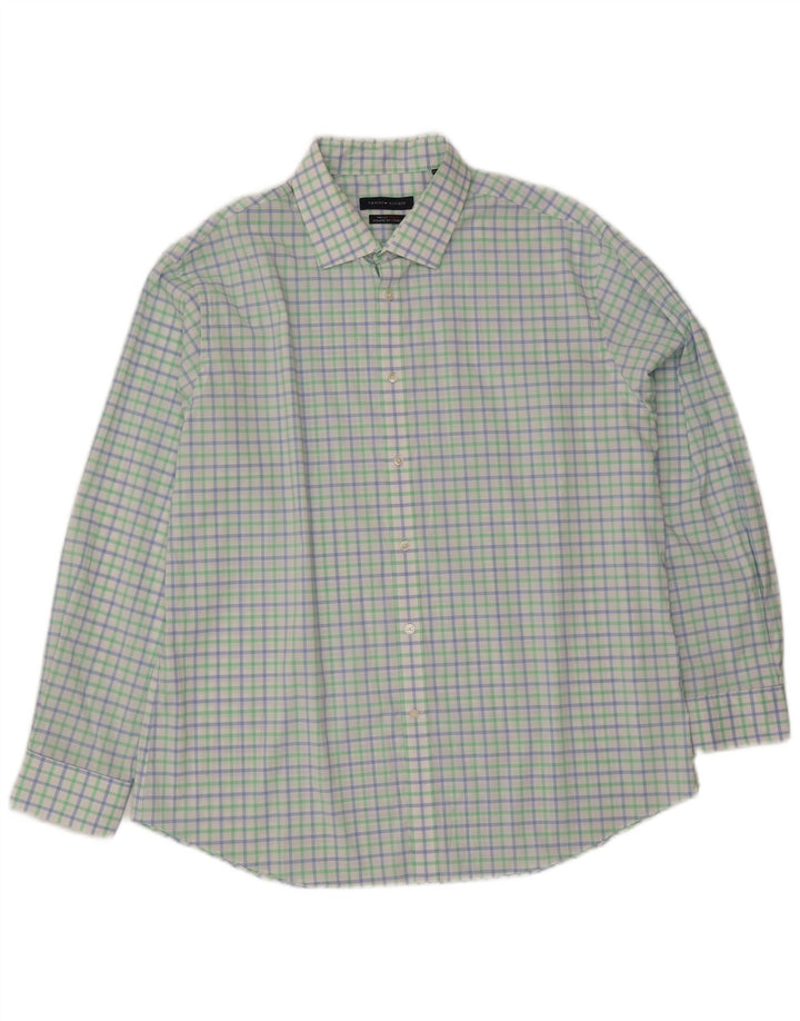Tommy Hilfiger Camisa de ajuste atlético para hombre talla 18 2XL multicolor Gingham