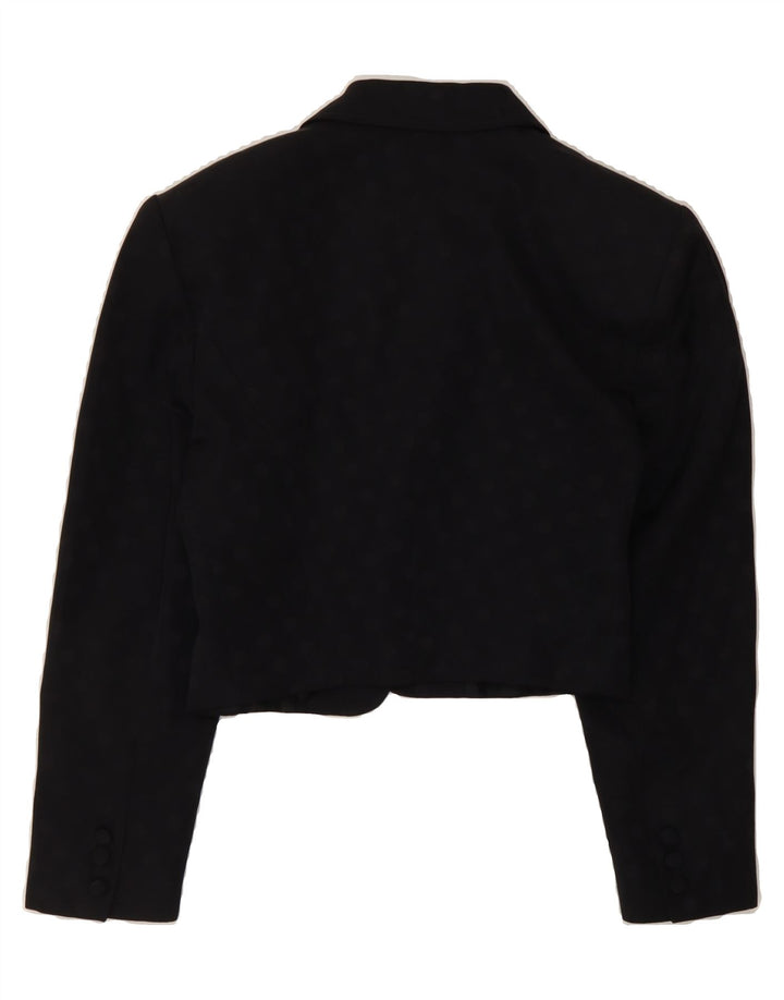 VINTAGE Womens Crop Open Blazer Jacket UK 10 Small Black Cotton Vintage Vintage and Second-Hand Vintage from Messina Hembry 