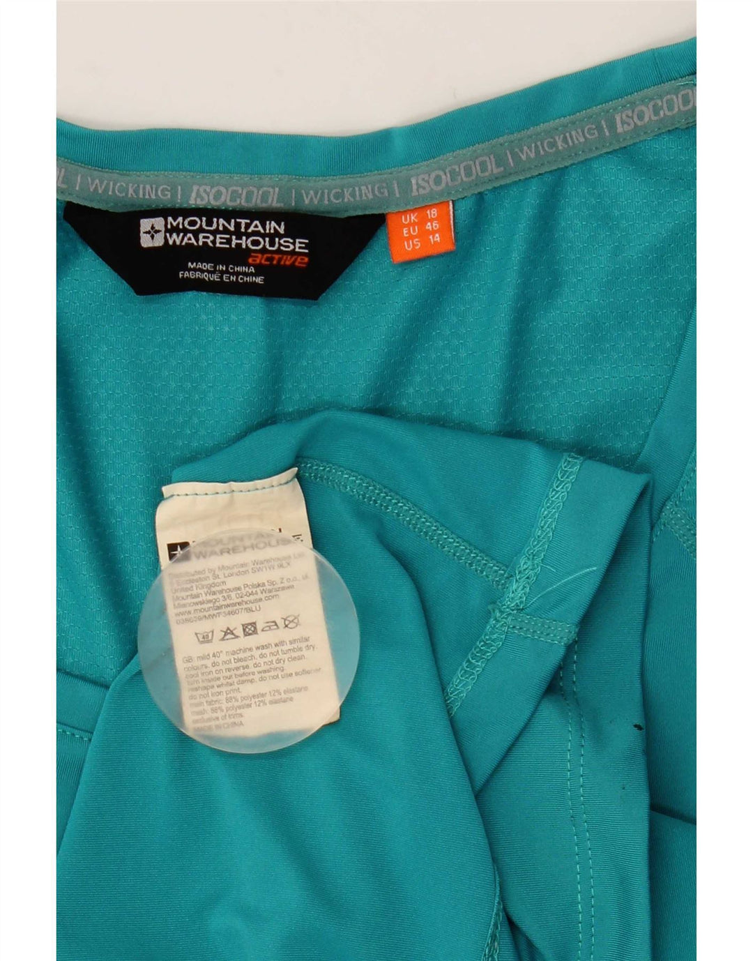 Camiseta para mujer Mountain Warehouse Top ES 40 XL Poliéster turquesa
