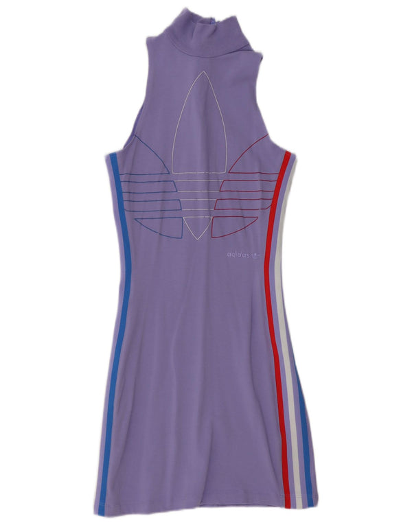 Adidas Vestido ajustado sin mangas con gráfico para mujer UK 10 Small Púrpura