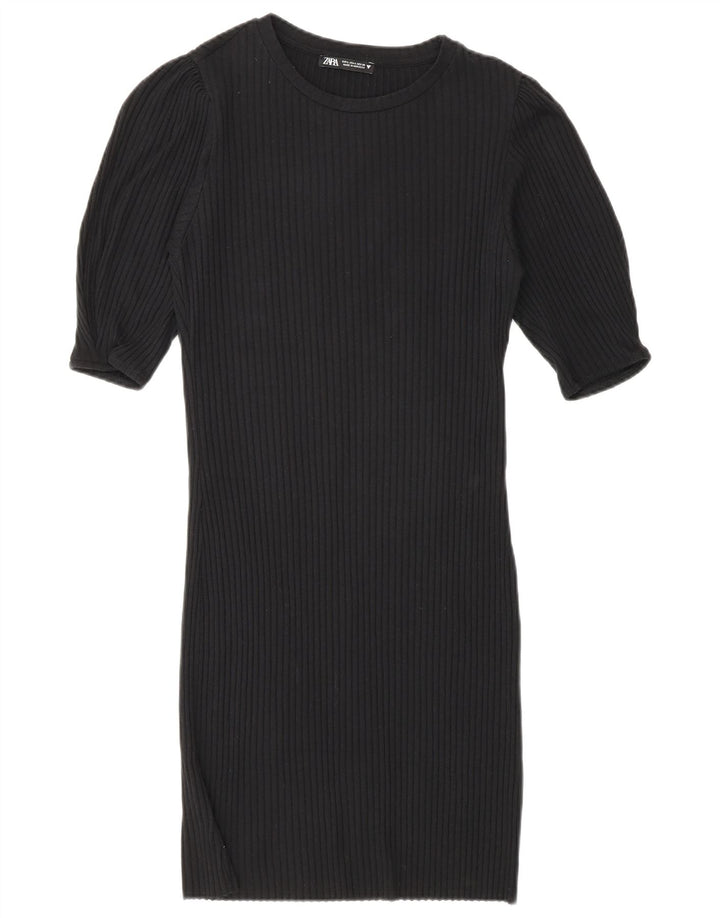 Zara Mujer Vestido Ajustado Reino Unido 44 Grande Negro