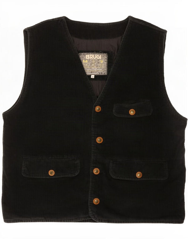 Brugi Chaleco utilitario de pana para hombre UK 42 XL Negro