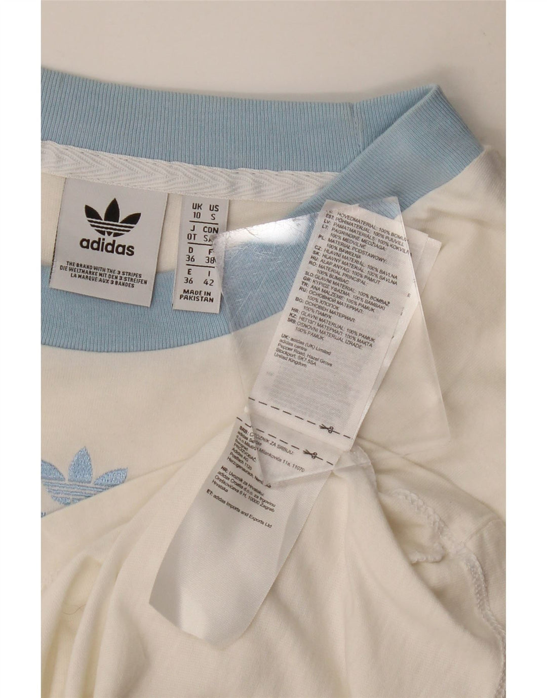 ADIDAS Camiseta corta para mujer UK 10 Small White Cotton