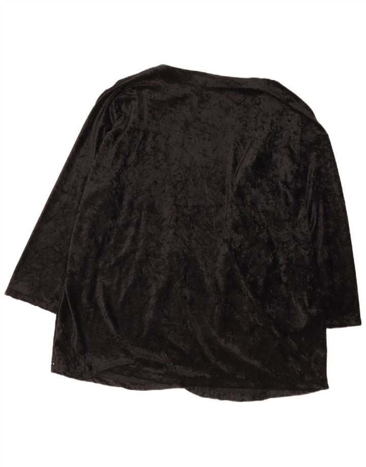 Vintage mujer gráfico cardigan top EU 52/54 4XL poliéster negro
