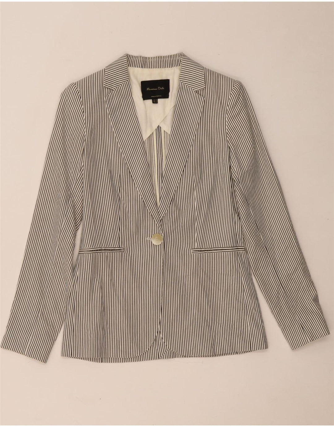 MASSIMO DUTTI Chaqueta tipo blazer de 1 botón para mujer EU 34 2XS Gris a rayas