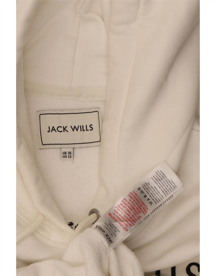 JACK WILLS Jersey con capucha gráfico extragrande para mujer Reino Unido 46 Algodón blanco grande