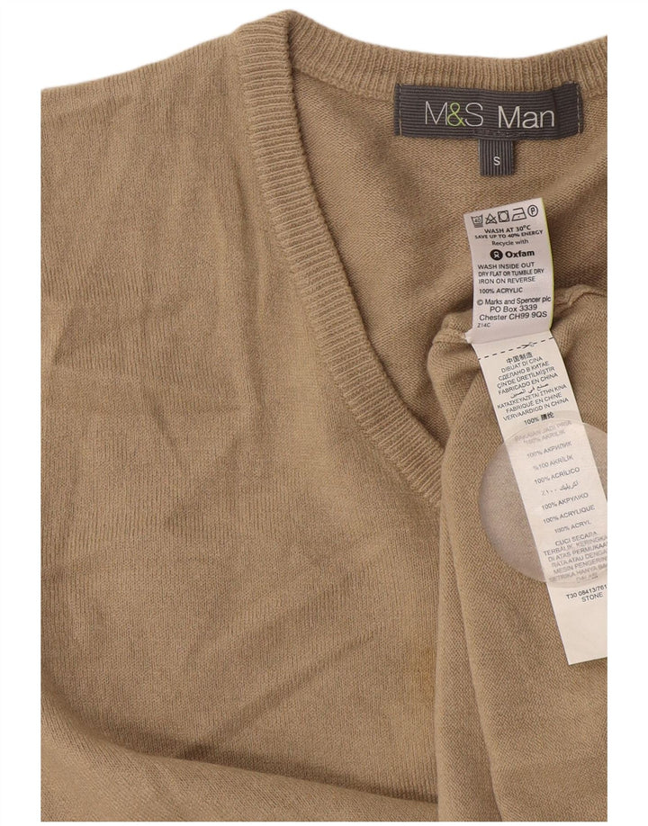 Marks & Spencer Suéter con Cuello en V para Hombre Pequeño Acrílico Beige