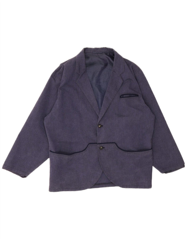 Vintage hombres 2 botones Blazer chaqueta IT 48 azul marino medio