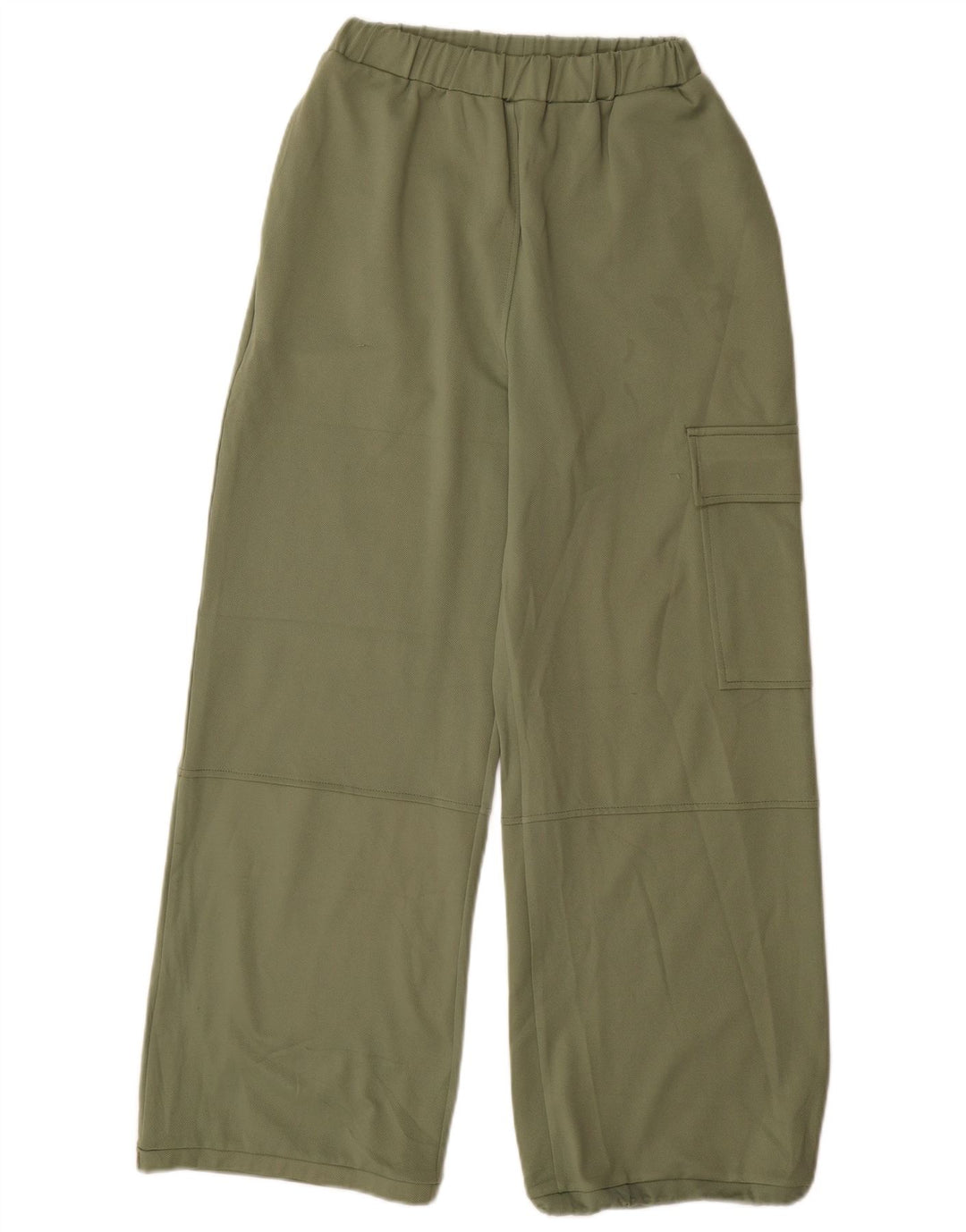 Zara Mujer Pantalones Cargo De Pierna Ancha Pequeño W26 L29 Poliéster Verde