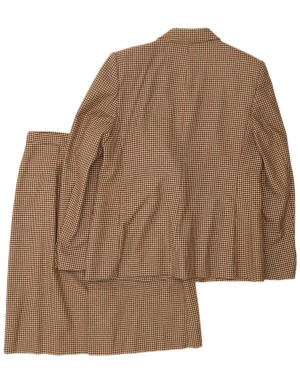 Vintage mujer 2 botones falda conjunto IT 48 XL marrón pata de gallo