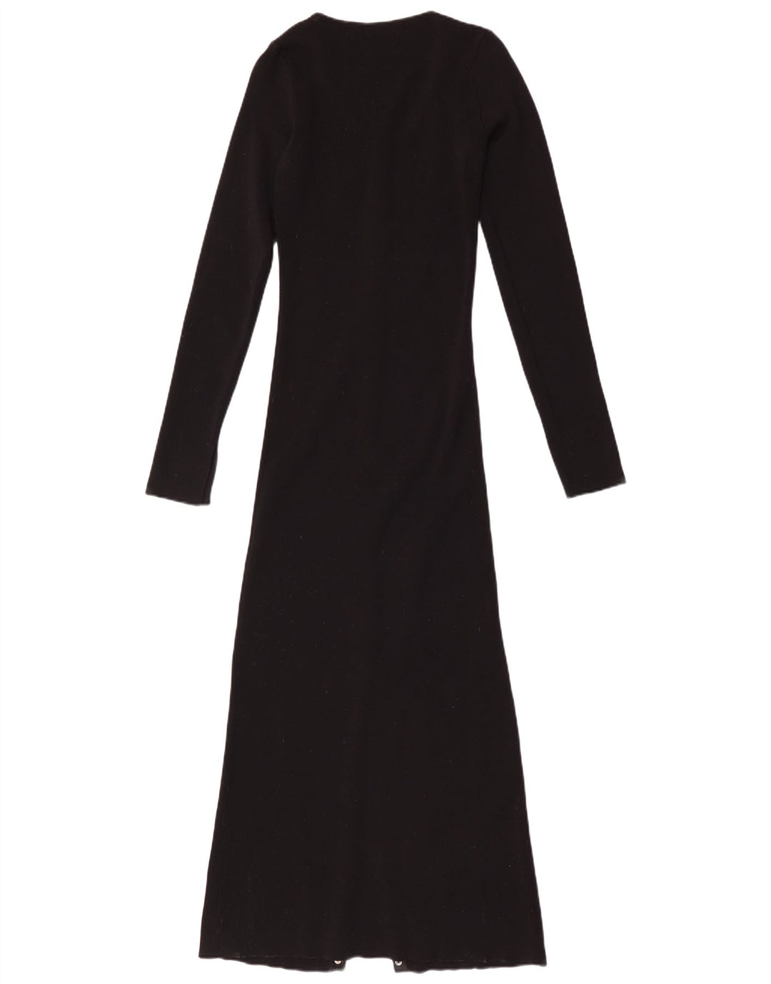 Zara Mujer Maxi Vestido De Manga Larga UK 42 Mediano Negro