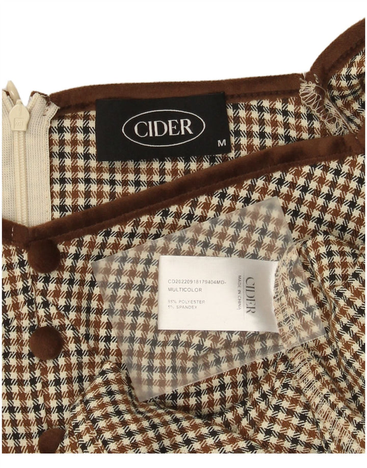 Cider Vestido acampanado con hombros descubiertos para mujer UK 42 Marrón medio Pata de gallo