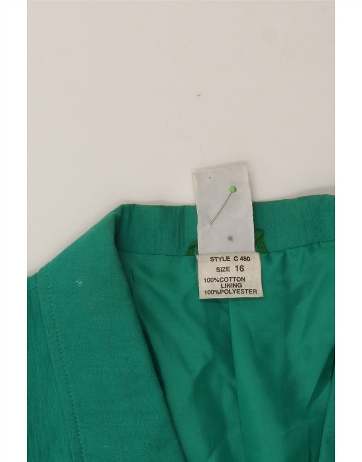 VINTAGE Womens Double Breasted Blazer Jacket UK 16 Large  Turquoise Cotton Vintage Vintage and Second-Hand Vintage from Messina Hembry 