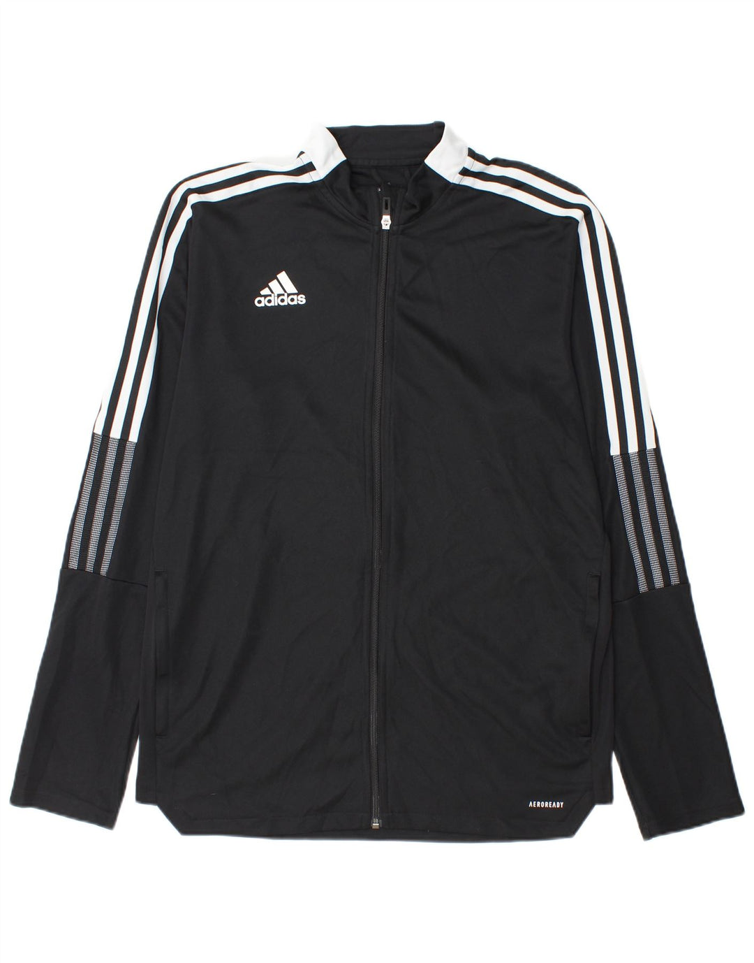 Adidas Hombre Aeroready Chándal Top Chaqueta Grande Poliéster Negro