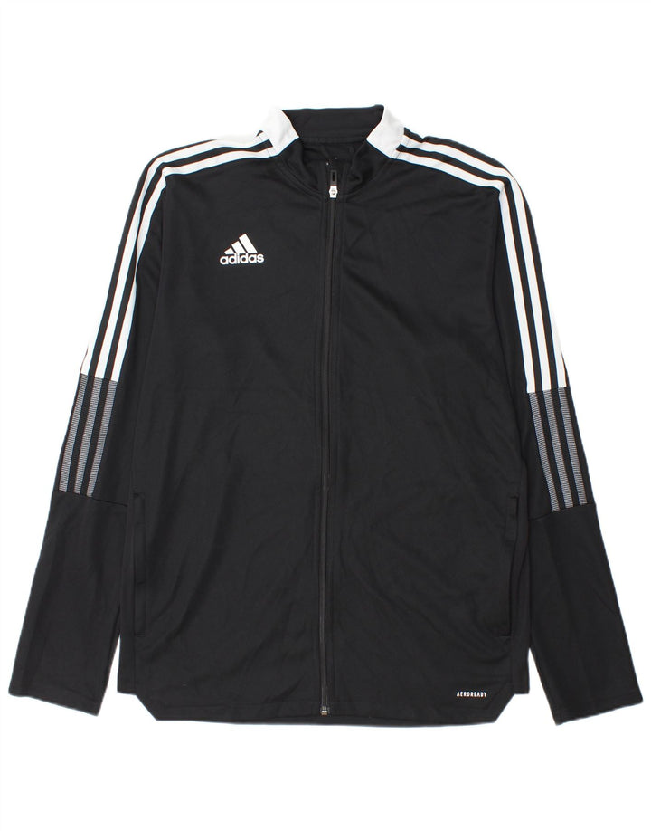 Adidas Hombre Aeroready Chándal Top Chaqueta Grande Poliéster Negro