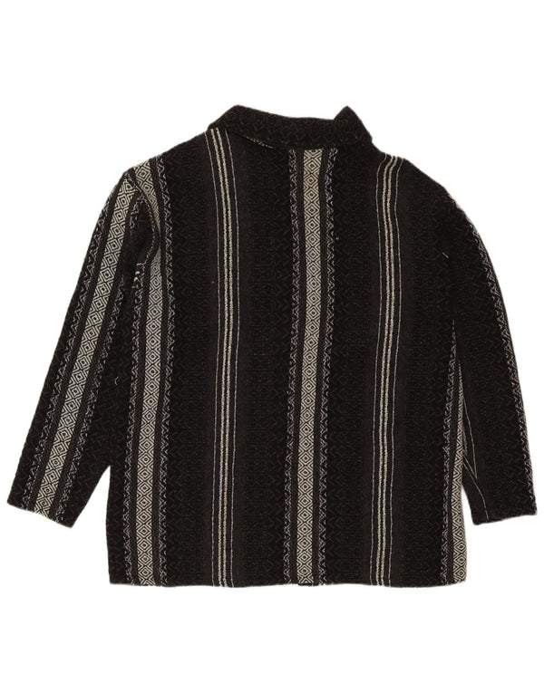 Vintage hombres Cardigan suéter XL negro geométrico lana azteca