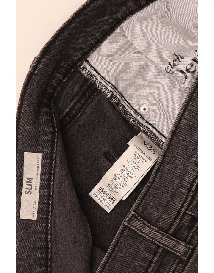 Marks & Spencer Vaqueros ajustados para hombre W34 L31 Algodón gris