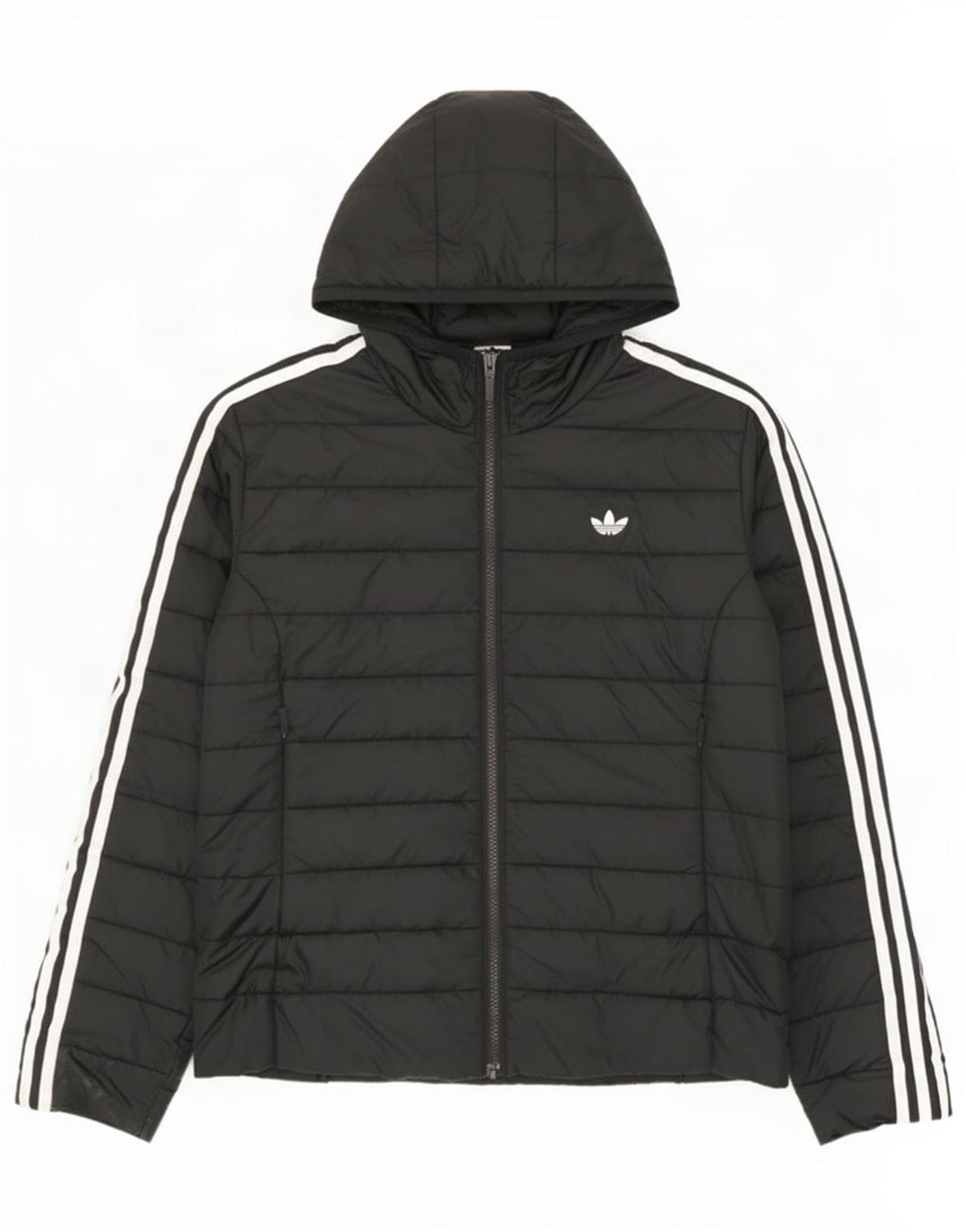 Adidas Chaqueta acolchada con capucha para mujer UK 44 Mediana Negro Poliéster