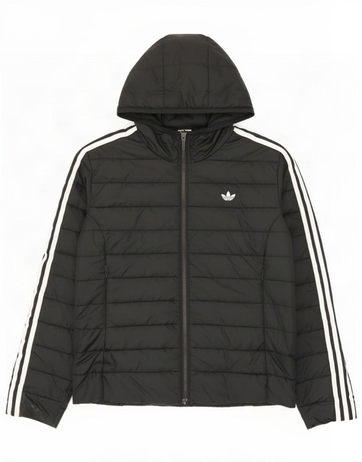 Adidas Chaqueta acolchada con capucha para mujer UK 44 Mediana Negro Poliéster