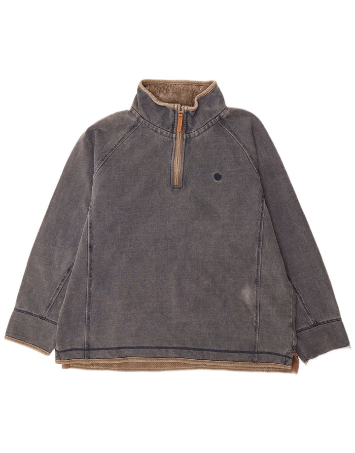 Sudadera con capucha y cuello con cremallera para hombre Fat Face Jersey XL Gris Algodón