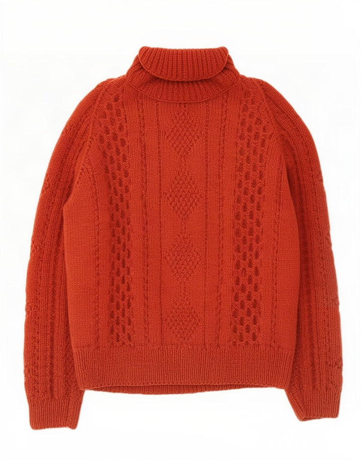 Vintage mujer rollo cuello jersey suéter Reino Unido 12 naranja medio