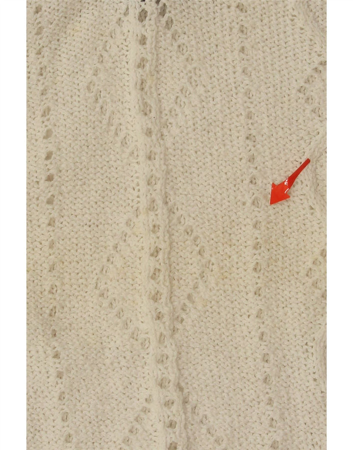 VINTAGE Womens Oversized V-Neck Jumper Sweater EU 40 Medium White Cotton Vintage Vintage and Second-Hand Vintage from Messina Hembry 
