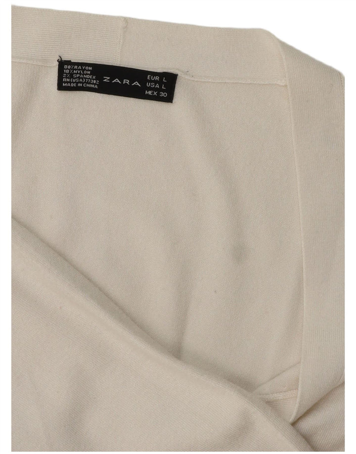 Zara - Cárdigan para mujer, talla 40, talla grande, rayón blanco