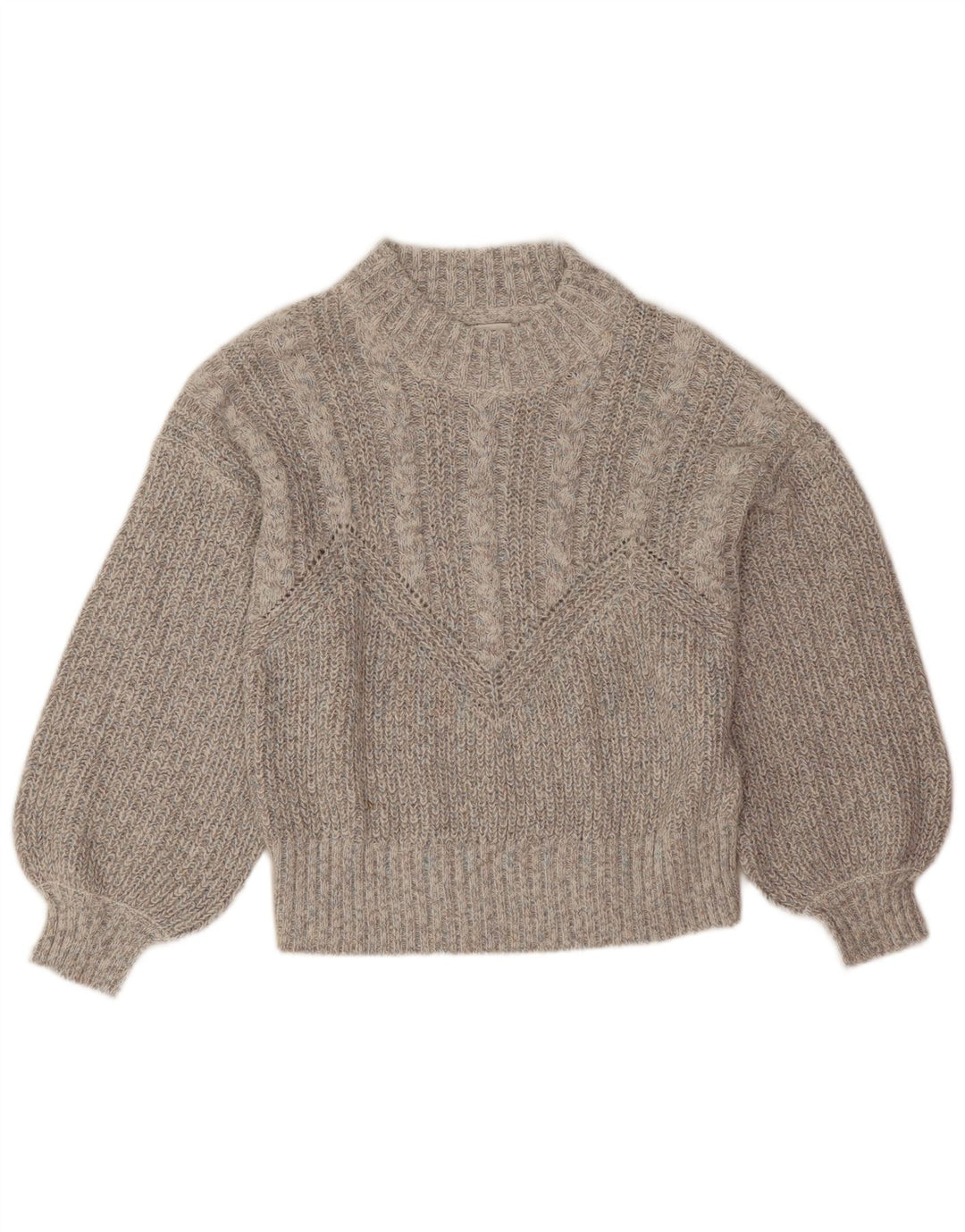 Object Suéter tipo jersey con cuello redondo para mujer, talla 46, acrílico gris grande