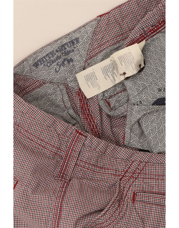 WHITE STUFF Pantalones cortos chinos para hombre W34 Algodón a cuadros rojo grande