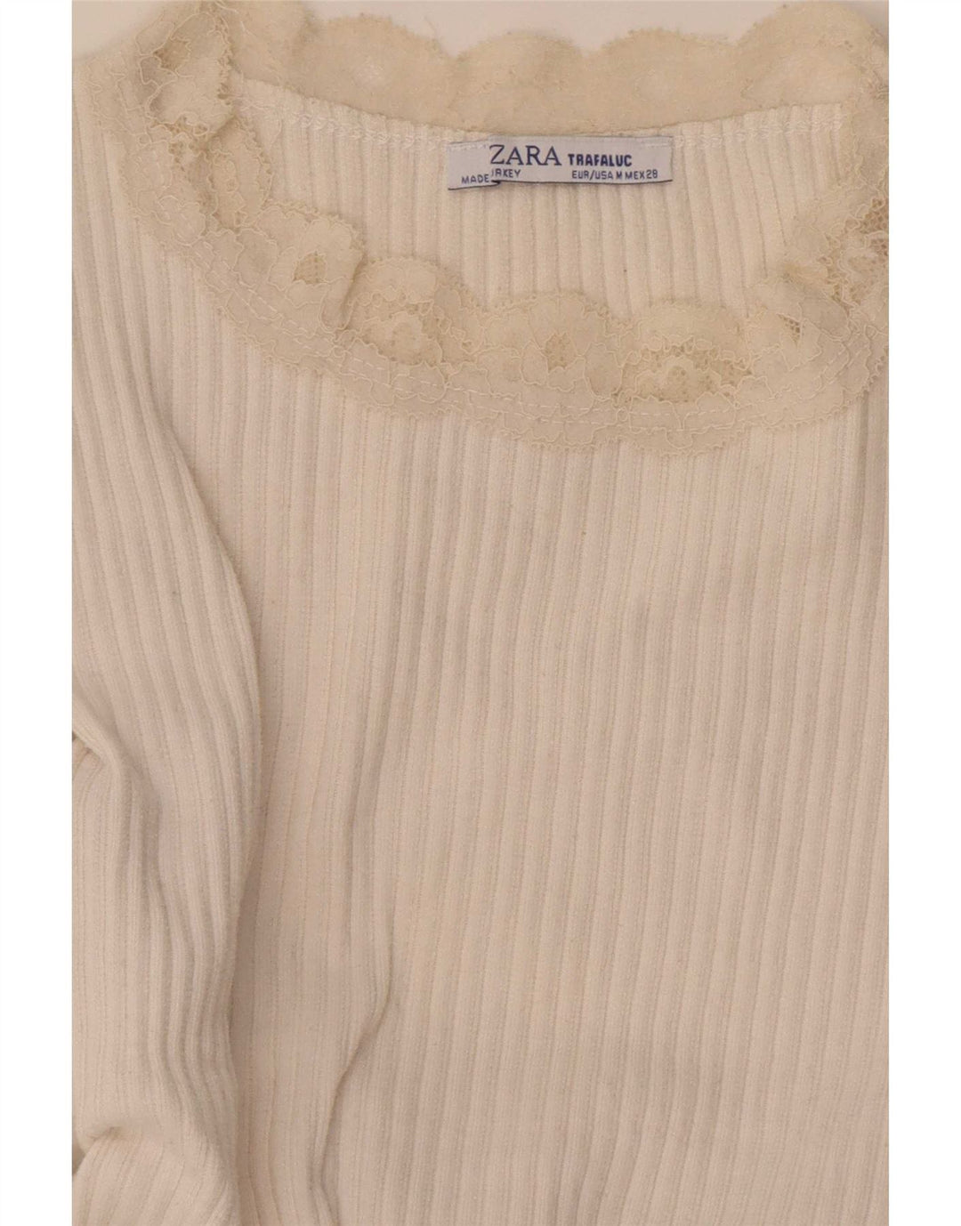 Zara Mujer Crop Blusa Top Reino Unido 42 Medio Blanco